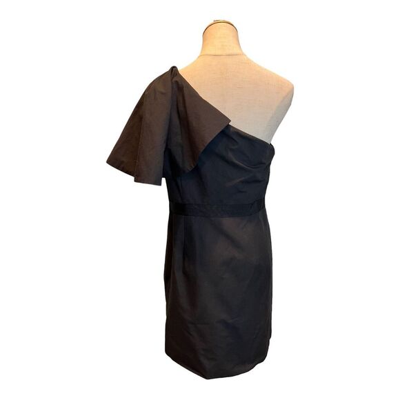 Leifsdottir‎ Dress Sz 8 Womens Black One Shoulder Ruffle Mini Cotton Blend Lined - Picture 4 of 12